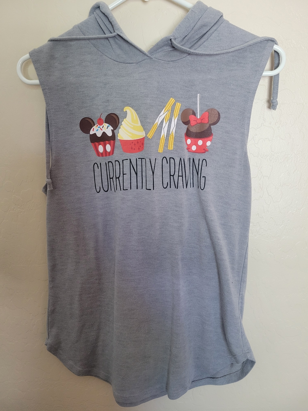 Disney Women's Light Gray Top With Hood- Medium